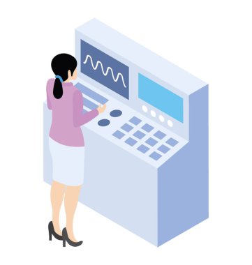 Kimyasal laboratuvar makine izometrik simgeler test