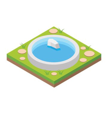 Su deposu izometrik düz simgesi