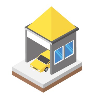 Araba garaj izometrik düz simgesi