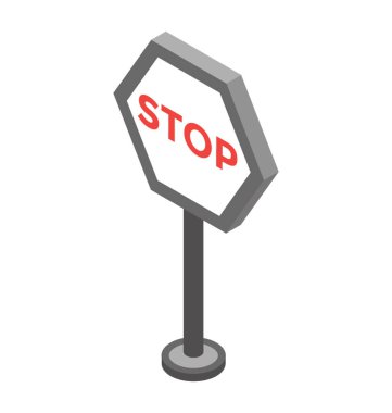 Dur işareti düz izometrik simgesi