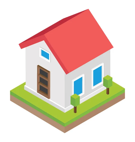 Flat Isometric Icon Design Cottage — Stock Vector