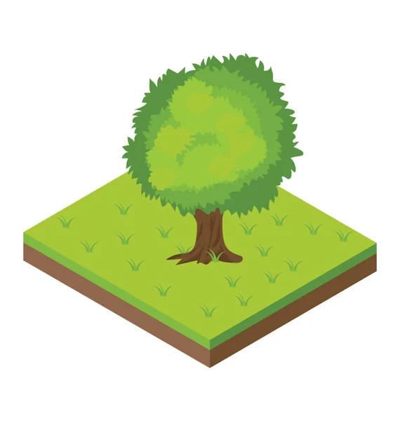 Trädgård Med Träd Isometrisk Flat Ikonen — Stock vektor