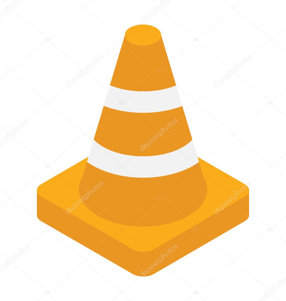 Isometric icon of a traffic cone