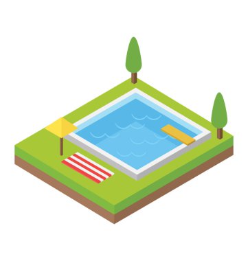 Yüzme havuzunun izometrik simgesi