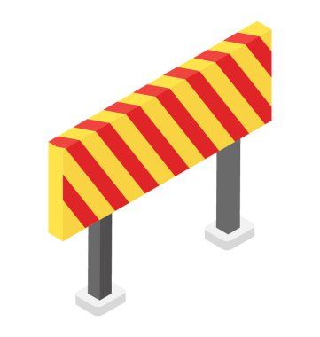 İzometrik düz simgesi bariyer, barikat kurun