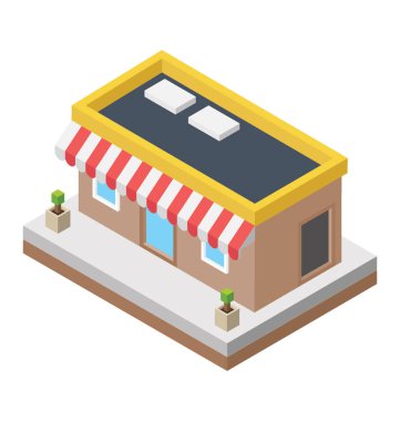 Mini alışveriş merkezi, mart izometrik simgesi