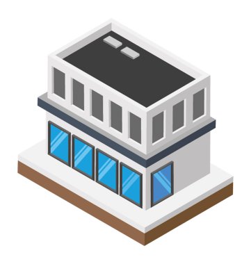 Düz izometrik simgesi tasarım bir otel