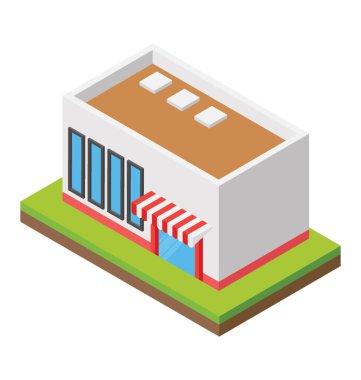 Alışveriş mart, alışveriş merkezi izometrik simgesi