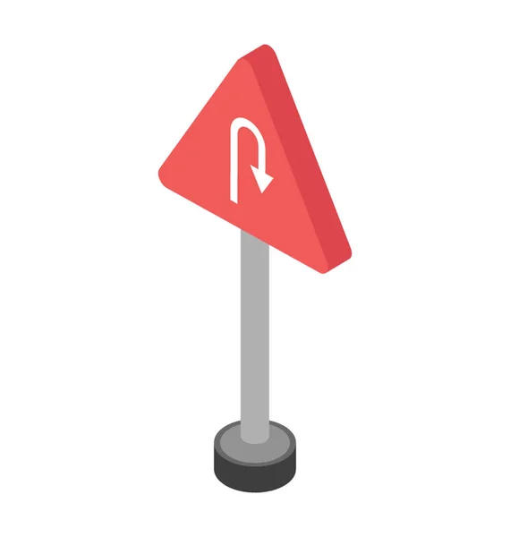 Turn Isometric Icon Road Sign — Stock Vector