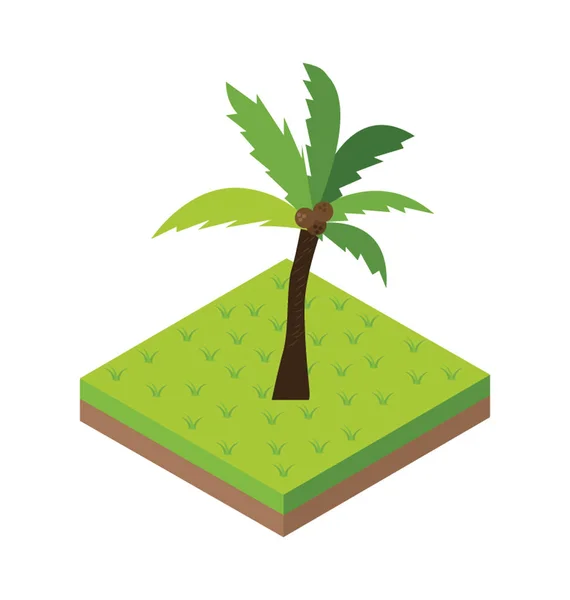 Jardín Con Icono Plano Isométrico Del Árbol — Vector de stock