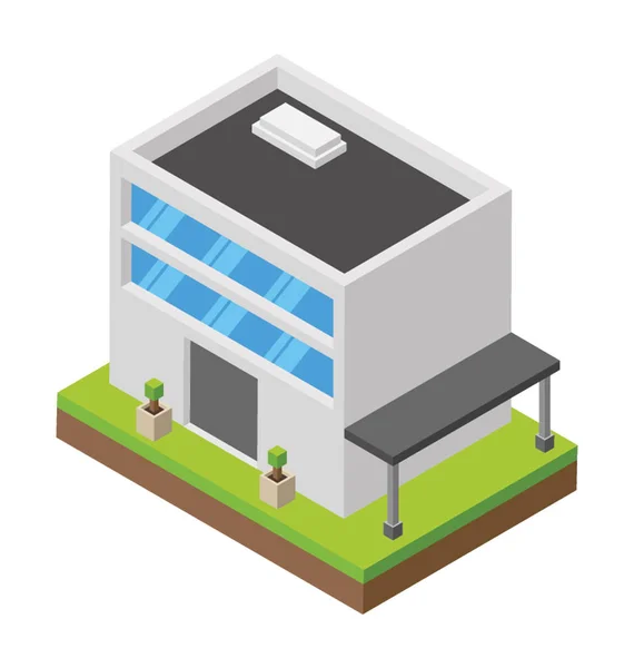 Residential Building Isometric Flat Icon — Stock Vector