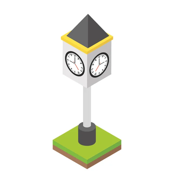 Icono Isométrico Poste Luz Reloj — Vector de stock
