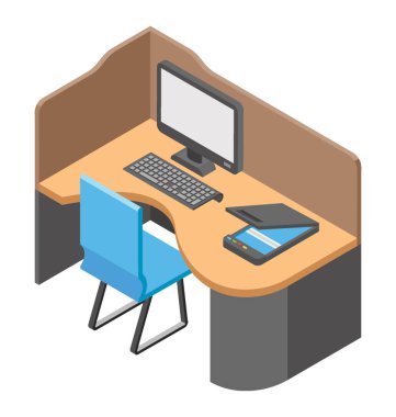 Office kabin, çalışma alanı'nı düz simgesi 