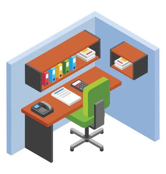 Office Hutten Werkplek Platte Pictogram — Stockvector