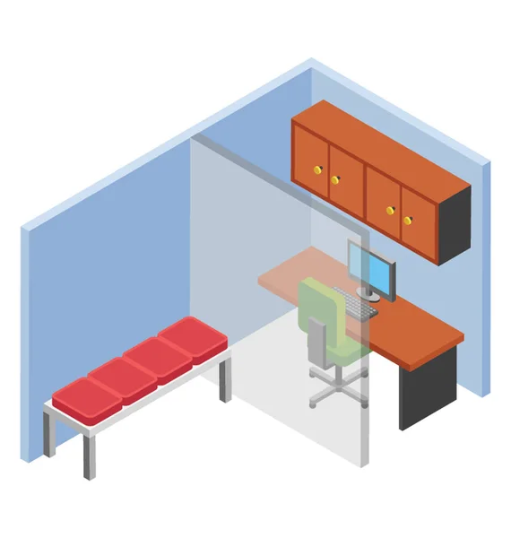 Office Waiting Room Flat Icon Vector — Stock Vector