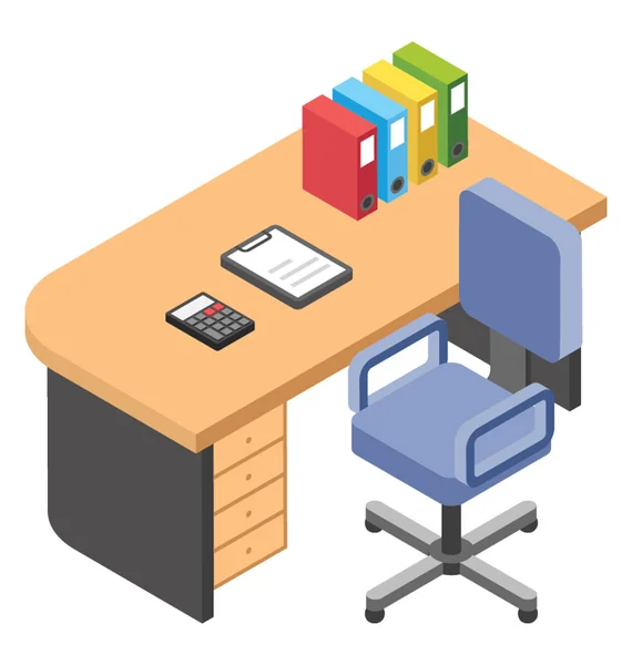 Oficina Lugar Trabajo Empleador Mesa Plana Icono — Vector de stock