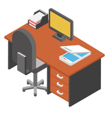 Ofis İşyeri, işveren tablo düz simgesi