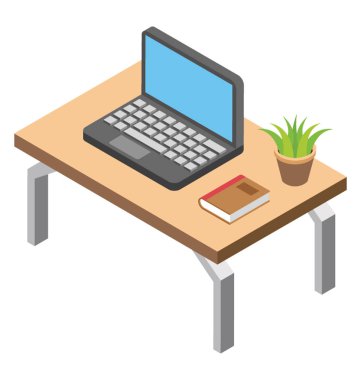 Ofis büro dizüstü bilgisayar, çalışma alanı simgesi ile