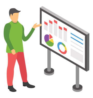 İş sunumu, düz vektör simgesi