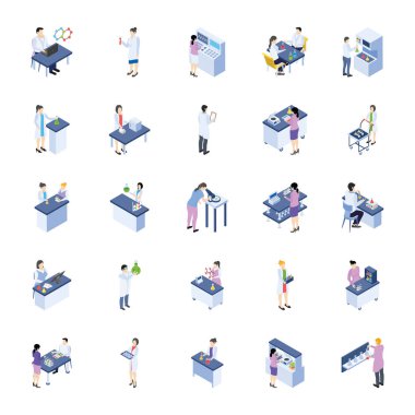 Bu bilimsel laboratuvar izometrik simgeler paketidir. Ve benzeri laboratuar deney, laboratuvar testi, bilimsel laboratuvar, laboratuar işçisi, atom yapısı, kimyasal reaksiyon gibi burada simgeleri görebilirsiniz. Bu paketi al ve sonsuz göstermek üstünde senin estetik etkisi. 