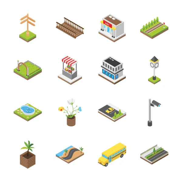 Conjunto Arquitectónico Iconos Arquitectónicos Paisajes Urbanos Encuentra Justo Aquí Que — Vector de stock