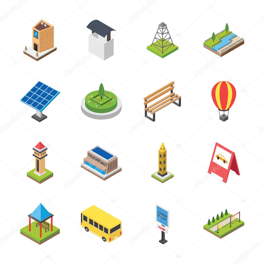 Architectural set of urban and suburban life icons is right here, showing you the elements of cityscapes, urban and suburban elements. By holding this pack, you can utilize in engineering, real estate and other related fields.