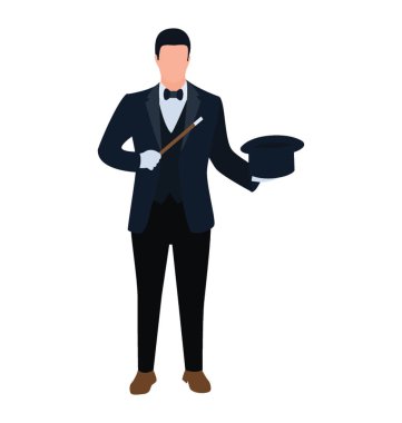 Sihirbaz ile şapka düz simgesi tasarım