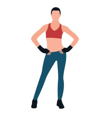 Kadın fitness eğitmeni düz simgesi