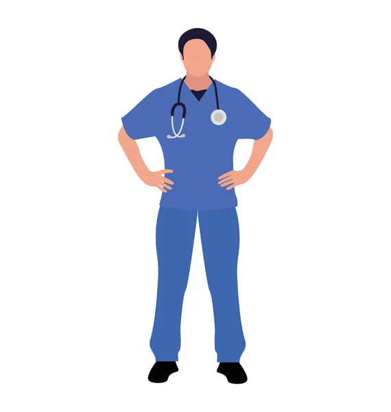 Doctor Con Estetoscopio Diseño Icono Plano — Vector de stock