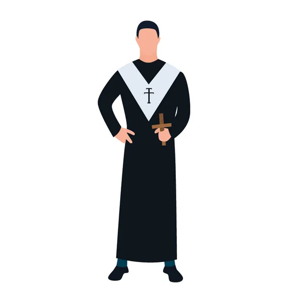 Persona Religiosa Sacerdote Plano Icono Diseño — Archivo Imágenes Vectoriales