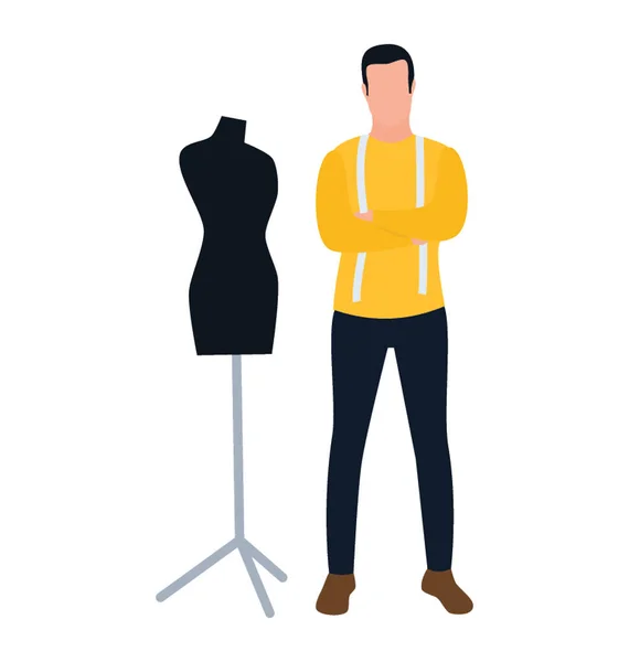 Dress Designer Flat Icon Design — Stock Vector