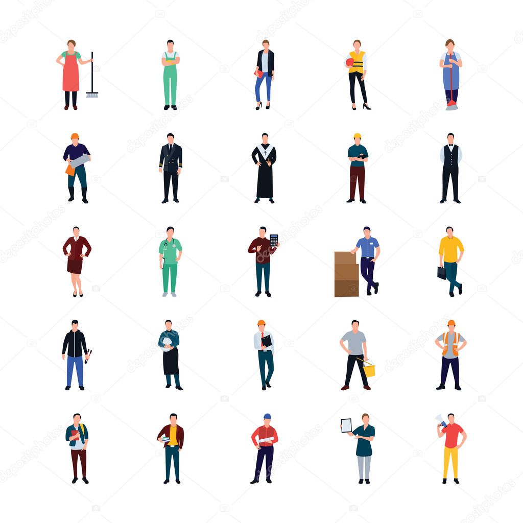 This is professions people flat icons represent individuality of each person. This pack proves to be useful in various projects like; society, professions, avatar, people and many more. Grab this pack and use it in related projects. 