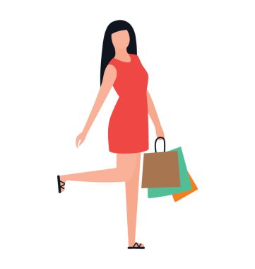 Alışveriş kız düz simgesi tasarım, serbest zaman