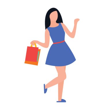 Genç alışveriş düz simgesi tasarım