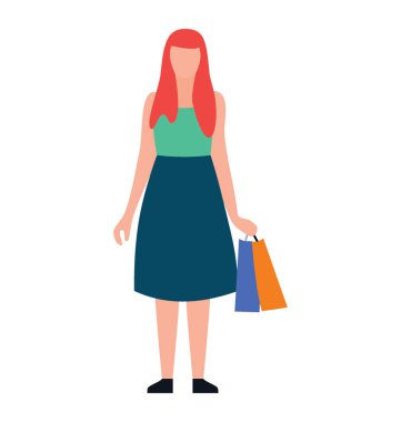 Genç alışveriş düz simgesi tasarım