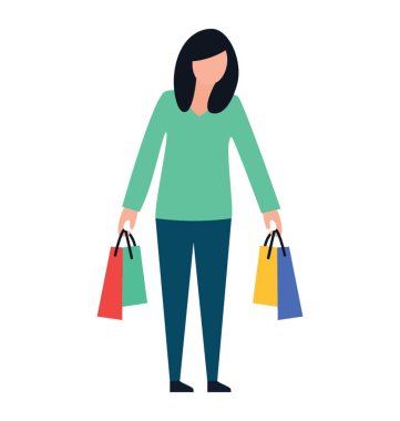 Alışveriş kız düz simgesi tasarım, serbest zaman