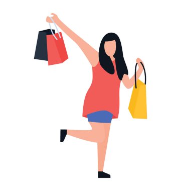 Eğlenceli alışveriş düz simgesi tasarım, serbest zaman