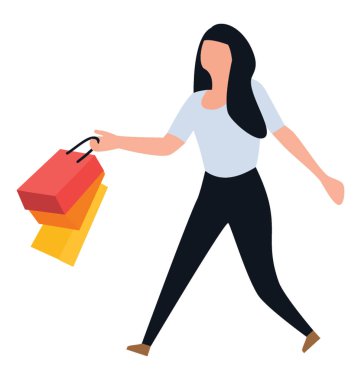 Alışveriş kız düz simgesi tasarım, serbest zaman