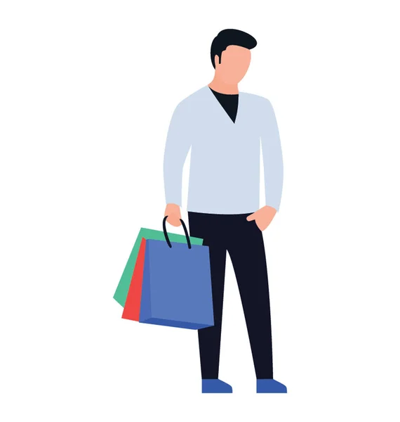 Happy man spectacled with packages in hand — Stock Vector © Vallka 5263847