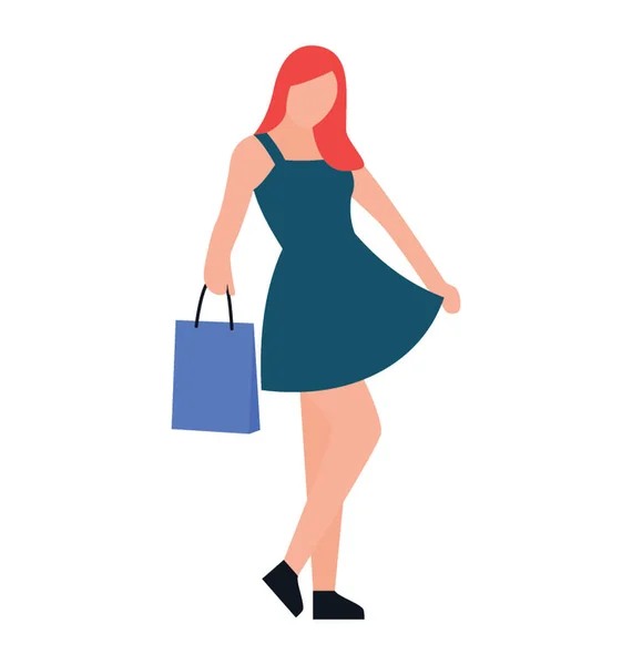Girl Posing Flat Icon Design — Stock Vector
