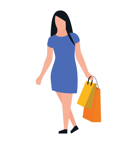 Плоский Іконок Дизайн Жінки Покупки — стоковий вектор