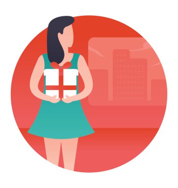 Yeni yıl yeni yıl hediye alışveriş, düz çizimi