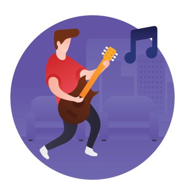 Gitarist düz illüstrasyon, parti müzisyen