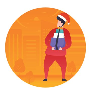 Noel Baba kostüm düz illüstrasyon