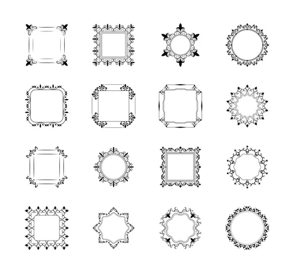 Einer Reihe Von Rahmen Und Monogrammen Zeilensymbole Stopfen Sie Ihre — Stockvektor
