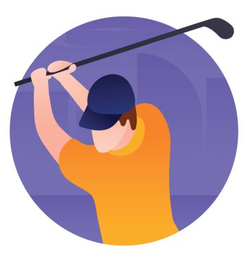 Golf düz simgesi tasarım oynayan adam 