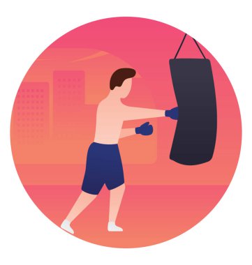 İnsan avatar bir çanta boks düz simgesi delme