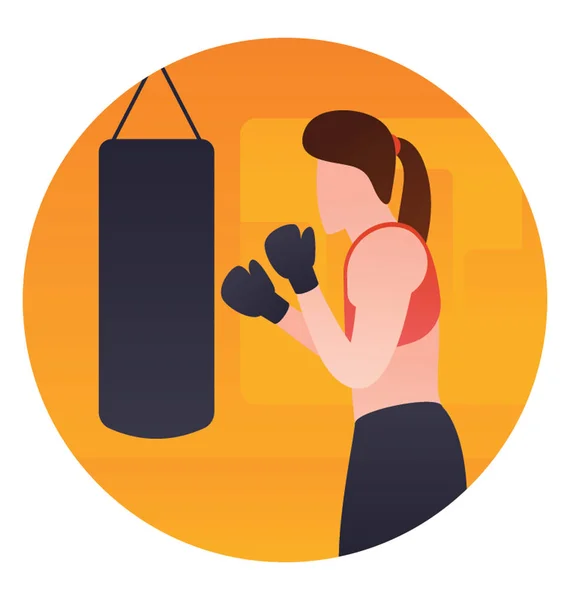 Human Avatar Punching Bag Both Hands Display Boxing Icon — Stock Vector