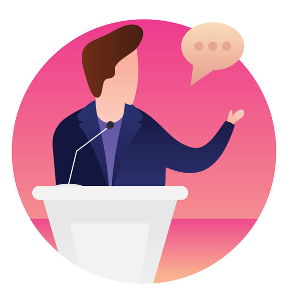 Man with rostorum denoting public speaking