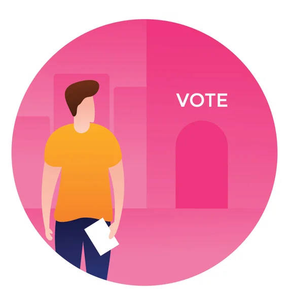 Hombre Lugar Votación Diseño Icono Plano Centro Votación — Archivo Imágenes Vectoriales
